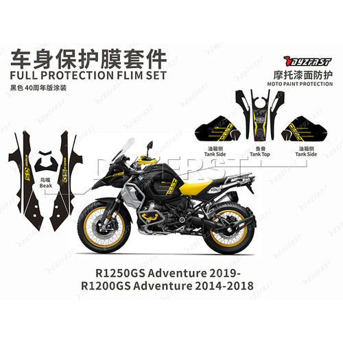 摩托车BMWr1250ADVr1200ADV 铝合金三箱保护贴反光防刮40周年 - 图1