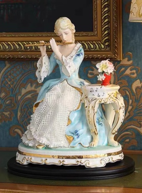 欧式陶瓷摆件精致蕾丝瓷偶人物装饰品手工创意家居客厅工艺品摆设