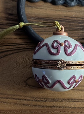 持续瓷生 出口陶瓷浮雕金属卡扣球形挂摆件首饰盒创意装饰工艺品