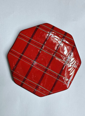 持续瓷生 划痕尾货草原之路陶瓷餐铃马克咖啡早餐杯红格子蝴蝶结