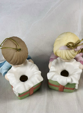 持续瓷生 水滴娃娃一对可爱蓝色男孩粉色女孩陶瓷摆件工艺品