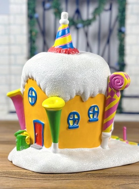 持续瓷生 出口D56陶瓷糖果彩色房子场景米妮滑冰瓷偶可爱创意摆件