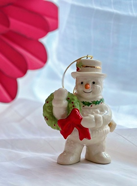 陶瓷圣诞树花环雪人场景工艺品
