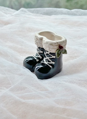 持续瓷生 草原之路陶瓷浮雕黑色大号花插花瓶厨房罐子小号牙签罐