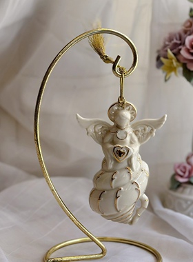 Lenox陶瓷镂空描金天使家居装饰