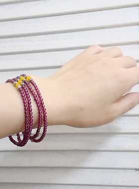 酒红石榴石两用多圈美容养颜手链