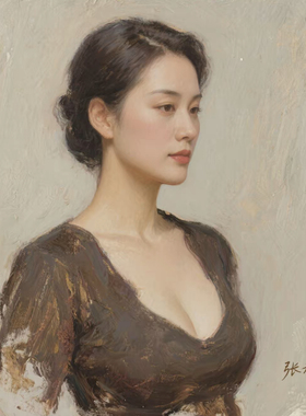 【画秀艺术馆】纯手绘肖像画白领文艺青年领导来图定制肖像油画
