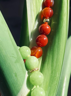 透绿色圆珠可调节项链