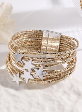 儿童街舞手链爵士舞手环多层五角星手链少儿朋克手链模特走秀配饰