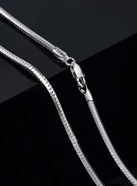 s925纯银八面蛇骨链项链