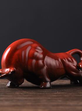 陶瓷生肖牛摆件可爱装饰品