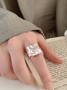 【两件包邮】几何方形不规则戒指女个性设计感创意褶皱开口指环百