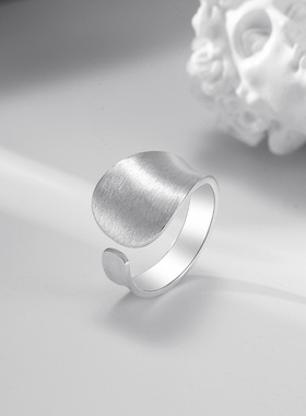 【两件包邮】简约雾面戒指女几何不规则时尚个性S925镀银开口指环