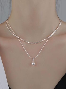 【两件包邮】双层水滴项链女简约冷淡风精致优雅S925镀银锁骨链i