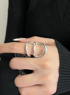 【两件包邮】简约几何线条缠绕戒指女个性夸张嘻哈朋克创意开口指