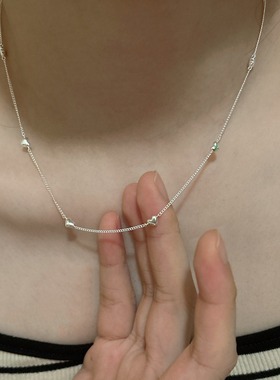 【两件包邮】极简冷淡风爱心项链女叠戴百搭时尚个性S925镀银锁骨