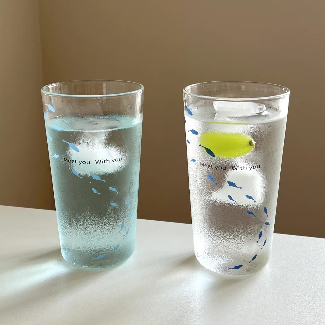 ins风小鱼玻璃杯高颜值学生水杯家用喝水杯子情侣杯牛奶杯咖啡杯,淘宝优惠券,粉丝福利购,淘宝优惠卷
