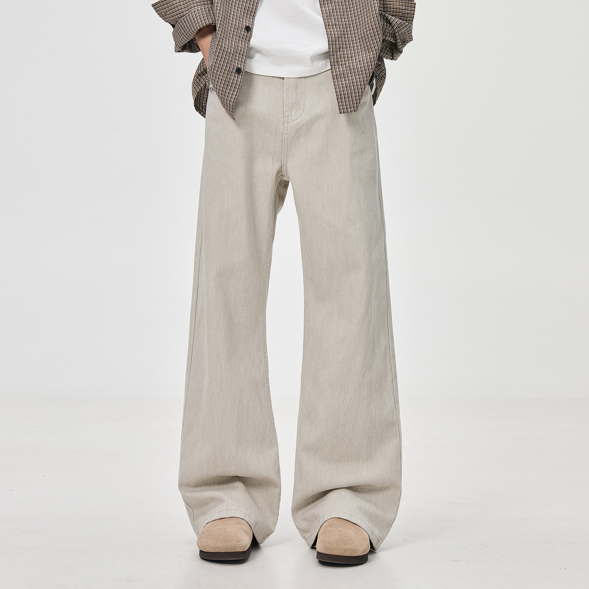 ALLIN 美式cleanfit弯刀牛仔裤男秋冬高街垂感宽松直筒阔腿长裤子,淘宝优惠券,粉丝福利购,淘宝优惠卷