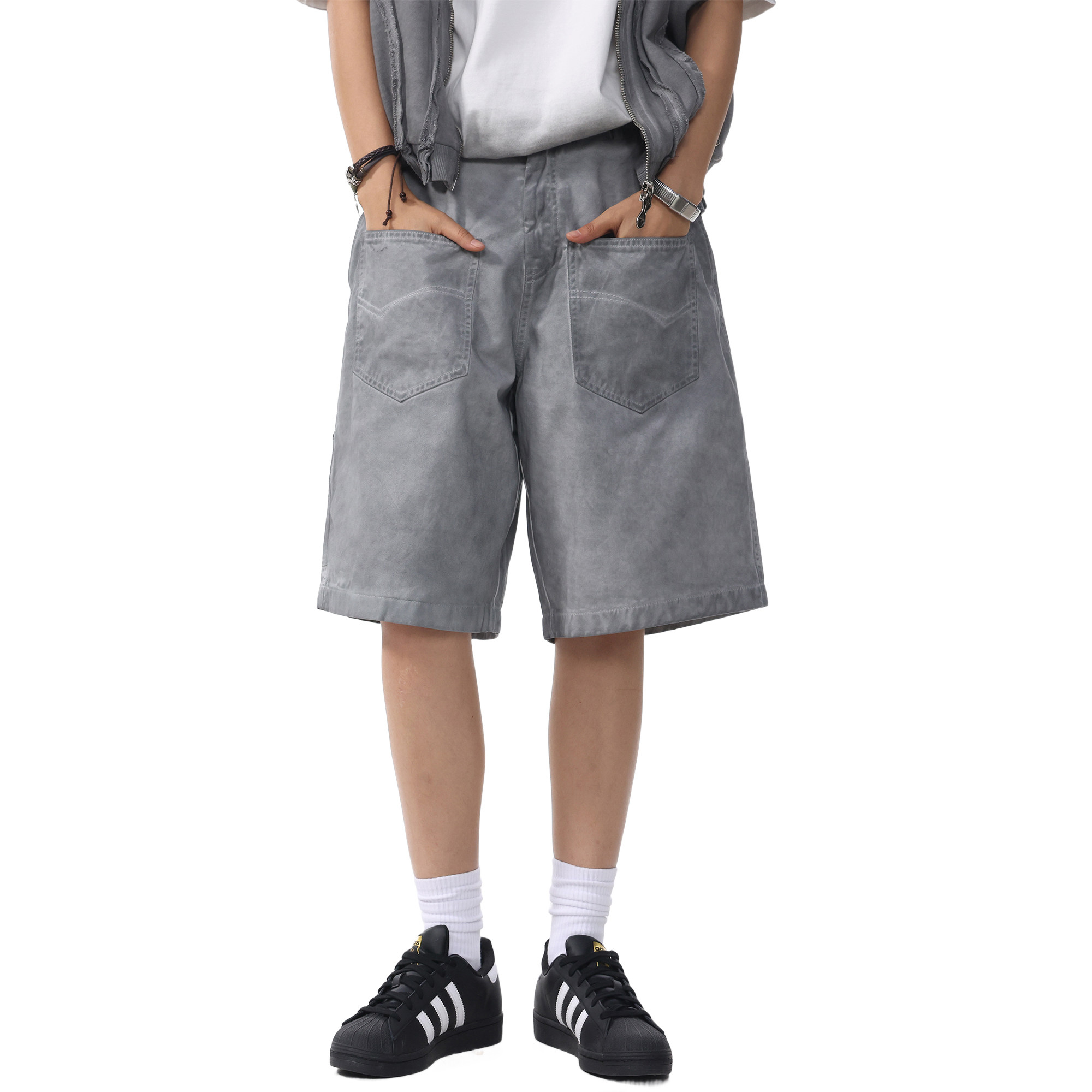 ALLIN 纯棉男士休闲短裤2025夏季新款宽松薄款五分复古高街中裤子,淘宝优惠券,粉丝福利购,淘宝优惠卷