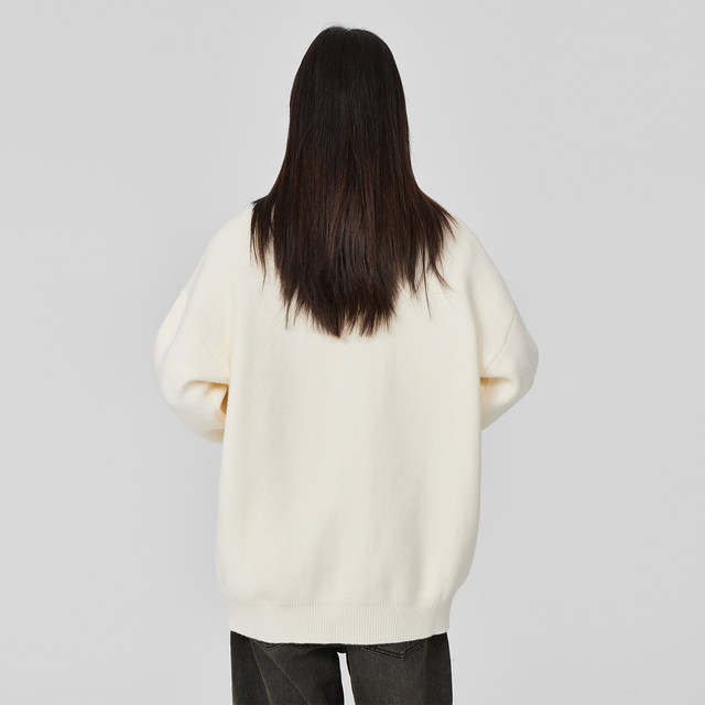 ALLIN solid color simple basic sweater for men's spring and autumn loose and versatile base with round neck pullover knitted sweater
