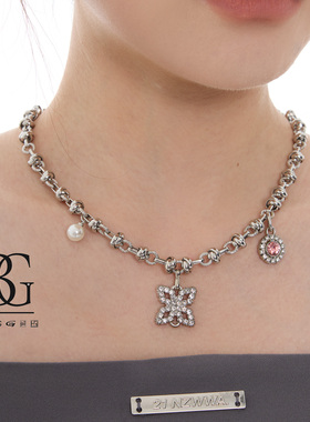 蝴蝶锁骨链BGBlackgreen水钻珍珠