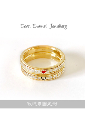 华o洛芙小桃心18k珐琅彩戒指