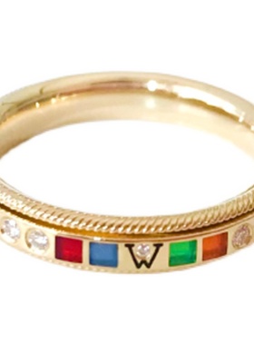 18K金时尚旋转珐琅彩钻石