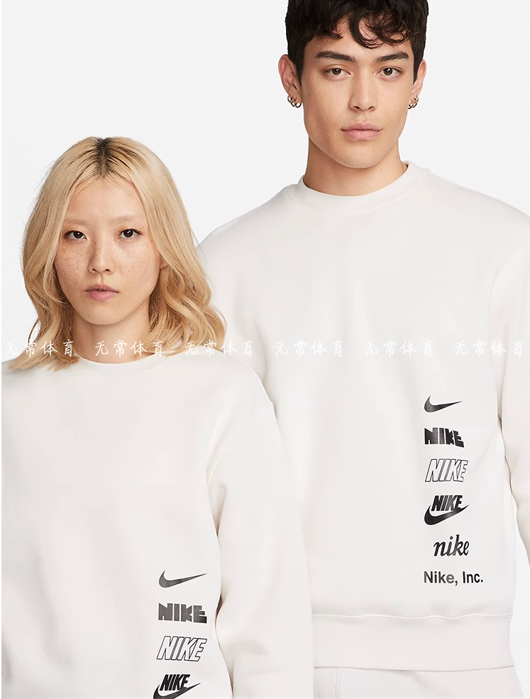 Nike耐克2023春季新款男子女子加绒卫衣圆领套头衫DX0782-030 010-图1