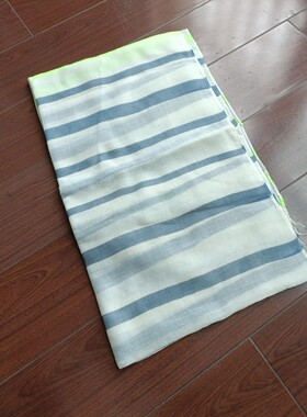 荧光色条纹毛边棉防晒披肩百搭围脖两色围巾女夏季