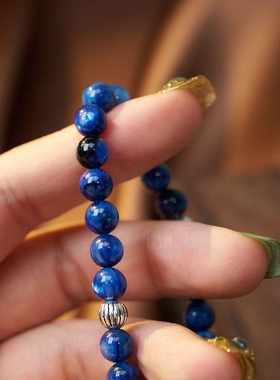 S925银天然蓝晶石银瓜珠手链女款招财转运手串送闺蜜女友礼物6MM