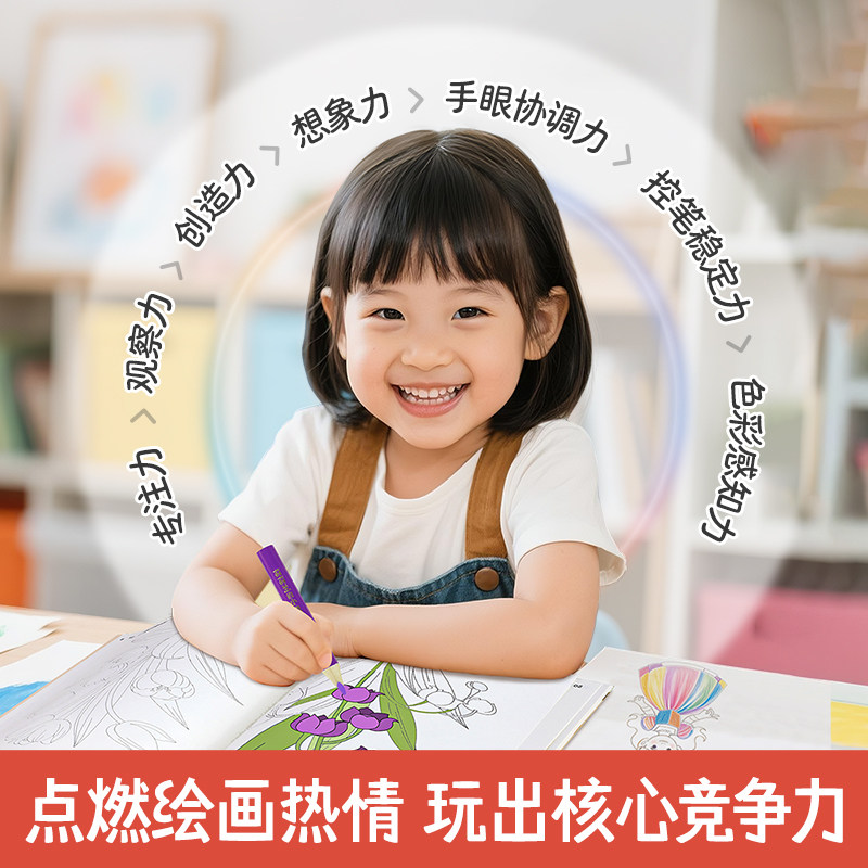 莉莉兰的小虫虫线描临摹画册5册+24色彩色铅笔3到6岁幼儿园儿童益智手工涂色书艺术启蒙控笔练习美感培育入园准备美术启蒙画册Q