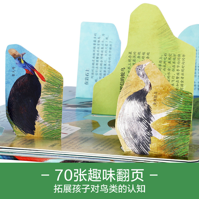 乐乐趣 揭秘鸟类立体翻翻书儿童3-6-4-8-10岁点读版系列3d全套动物植物汽车火车小学生航空天科普百科全书早教益智玩具机关绘本,淘宝优惠券,粉丝福利购,淘宝优惠卷