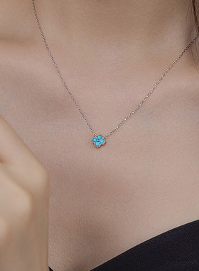 碧穹｜2025新爆链款绿松石四叶草项链女S925纯银轻奢小众花朵锁骨