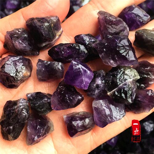 天然紫水晶原石碎石宝石毛料消磁净化香薰扩香石鱼缸石花盆装饰品 - 图1