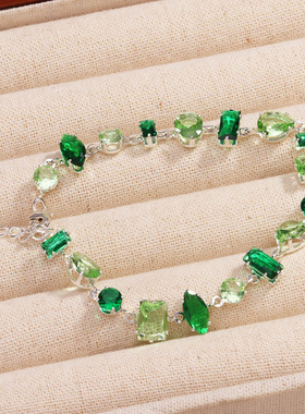 2025款跨境款时尚锆石彩色手链ins风春夏绿色小清晰可爱糖果手链