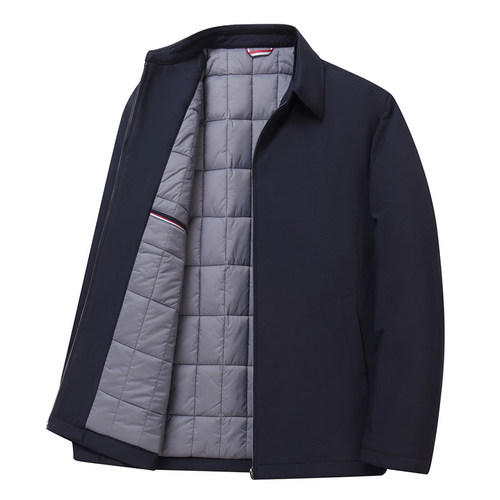 中老年棉衣男立领休闲棉服爸爸装薄款夹棉外套拉链夹克宽松 - 图2