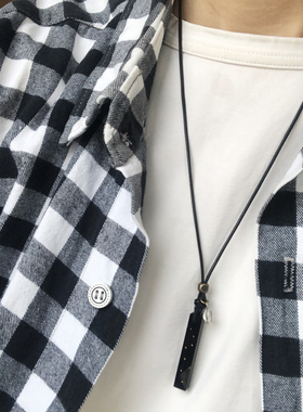 北斗七星天然黑曜石白水晶项链