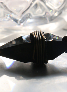 天然黑曜石水晶毛衣链男