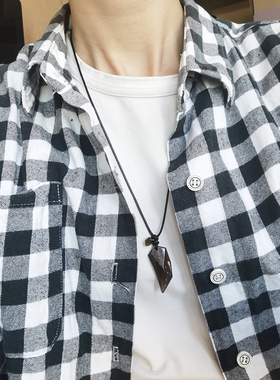 北斗七星黑曜石水晶吊坠项链男