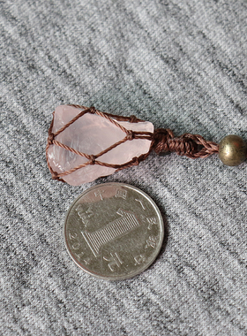 原创天然冰种粉水晶吊坠项链