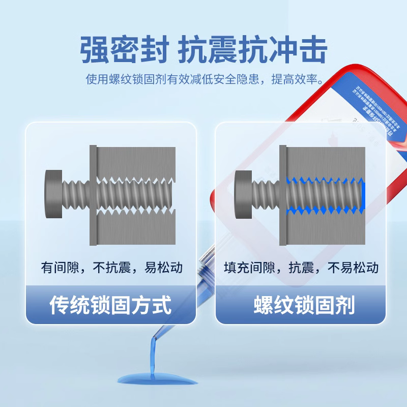 卡夫特厌氧胶K-0242螺纹胶螺纹锁固剂密封胶中强度可拆卸蓝色250g - 图2