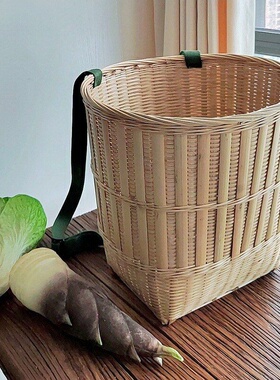 手工竹编采茶背篓买菜竹筐收纳篮舞蹈道具背箩采摘篮