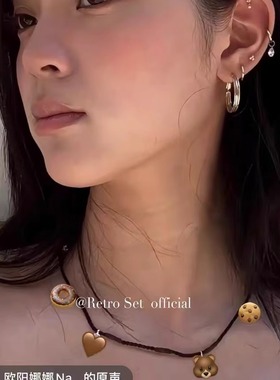 定制小众设计胡椒盐欧阳娜娜同款纯银泪手编绳简约项链质感首饰