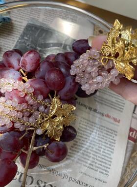 「水晶葡萄」复古重工艺术耳环夹