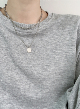 轻奢小众吊牌双层叠戴金属卫衣