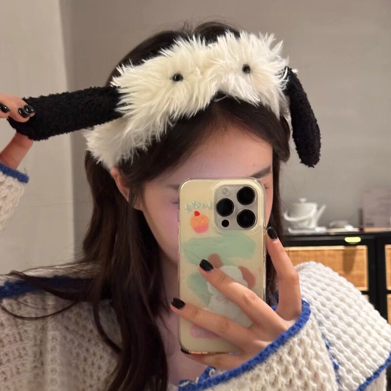 李一桐同款潦草小狗发箍百搭化妆敷面膜高颅顶头箍ins发饰新款