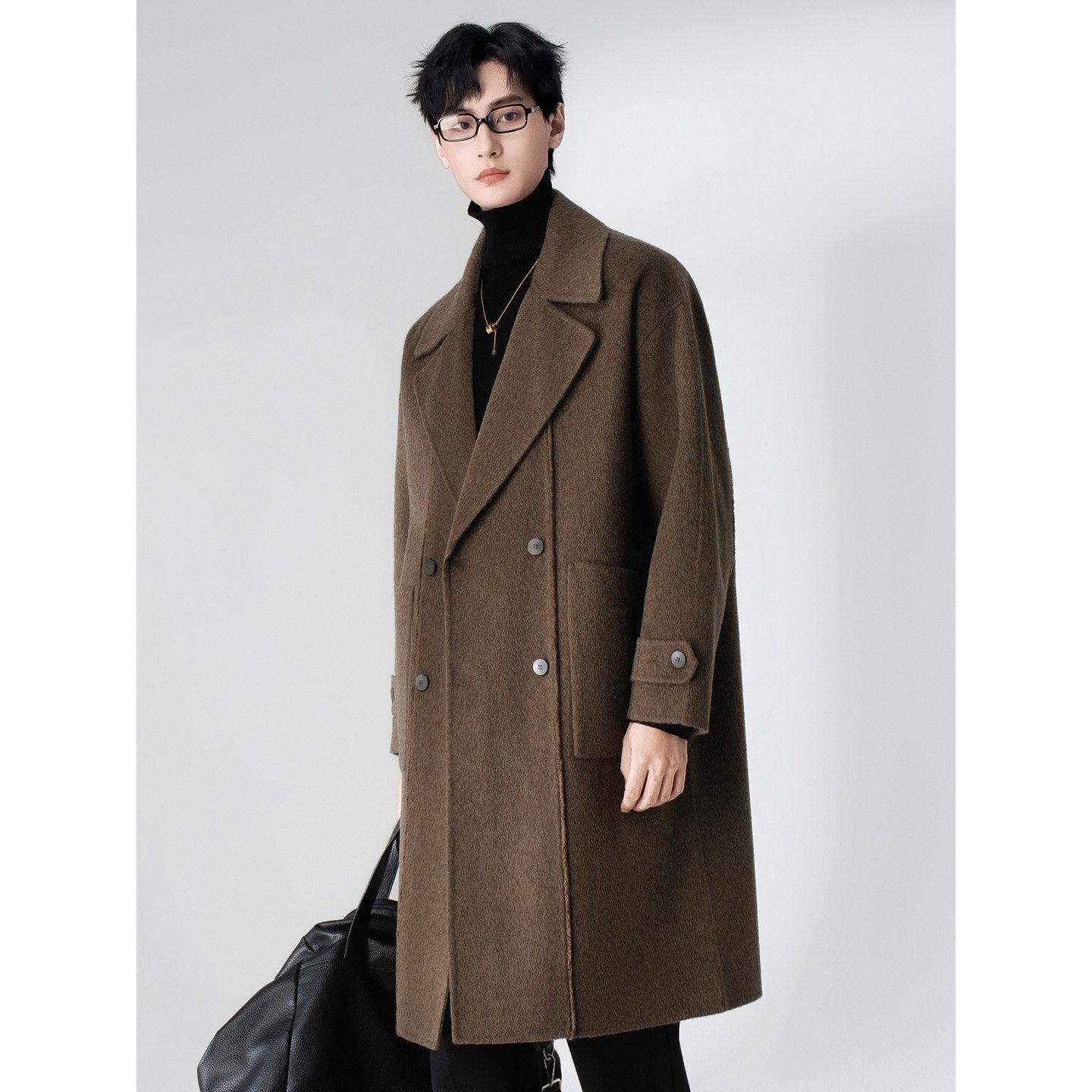 全羊毛呢子大衣男士中长款非羊绒2025秋冬季新款双面风衣商务外套,淘宝优惠券,粉丝福利购,淘宝优惠卷