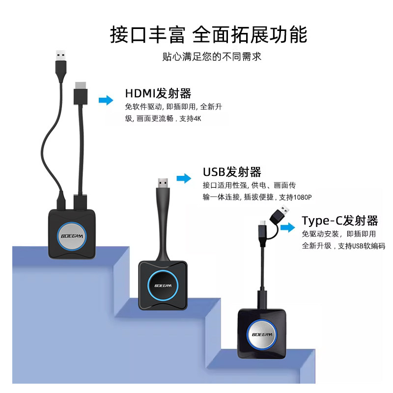 宝疆无线投屏4K60HZ一键联hdmi高清平板电脑传输拼接大屏投影NT02
