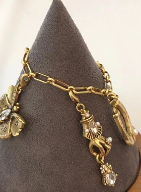 麦MQ手链珍珠吊坠链条钻多层