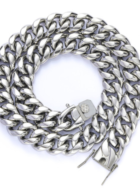 欧美嘻哈不锈钢古巴链项链时尚潮牌男士饰品潮流配饰钛钢短款